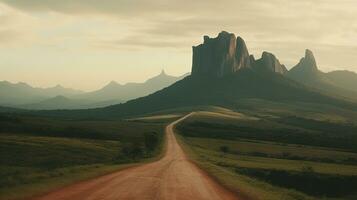 ai gerado generativo ai, brasileiro lindo estético panorama com montanhas, silenciado cores, amazonense natureza foto