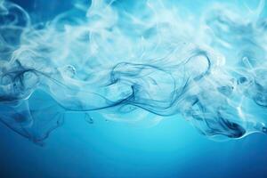 ai gerado fumaça textura. uma transparente nuvem do fumaça spreads em uma azul fundo. foto
