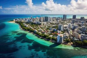 ai gerado aéreo Visão do miami praia, florida, Unidos estados do América, aéreo Visão do mais baixo Manhattan, Novo Iorque cidade, ai gerado foto