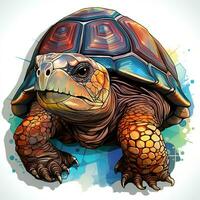 ai gerado isto hipnotizante digital obra de arte retrata uma colorida tartaruga com intrincado detalhes e uma sentido do caprichoso. a tartaruga Concha é uma mosaico do vibrante matizes, a partir de profundo blues para vibrante foto