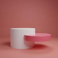 produto pastel rosa branco ficar no fundo. conceito abstrato de geometria mínima. tema da plataforma do podium do estúdio. palco de apresentação de marketing de negócios de exposição. Ilustração 3D render design gráfico foto