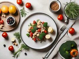 ai gerado plano deitar pantanoso culinária. Comida dentro uma prato foto