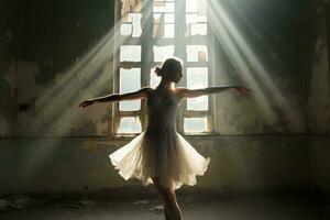 ai gerado mulher fêmea Saldo graça beleza arte branco flexibilidade tutu menina bailarina dançando foto