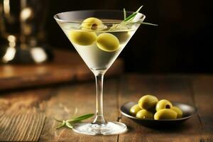 ai gerado líquido doce refrescante vidro suco martini verde Gin beber vodka fundo frio foto