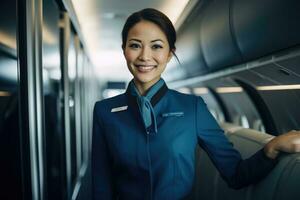 ai gerado mulheres pessoa cabine viagem caucasiano ocupação sorridente fêmeas aeroporto beleza ar foto