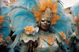 ai gerado tradição carnaval festival fantasia turismo traje evento viagem mascarar face celebração foto