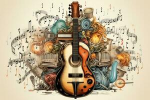 ai gerado ilustração musical banda retro Rocha músico fundo estilo música arte som jazz foto