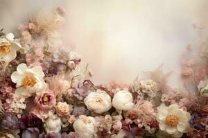 ai gerado abstrato suave Rosa floral ramalhete borrão natureza flor beleza cor fundo branco flora foto