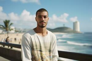 ai gerado casual homem expressão masculino olhando feliz atraente fundo emoção pessoa bonito foto