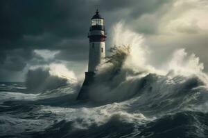 ai gerado natureza água luz céu atlântico dramático furacão Perigo marinha oceano mar tempestade foto