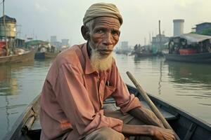 ai gerado hindu Índia pessoa natureza indiano turismo cidade homens Varanasi tradição ganges viagem piedosos foto
