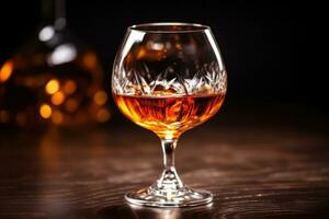 ai gerado licor bourbon uísque mesa beber rum Uísque Preto de madeira ouro Castanho bebida líquido foto