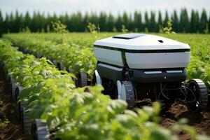 ai gerado orgânico trator agrícola terra colheita equipamento fresco vegetal natureza rural foto