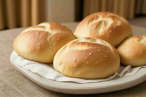 ai gerado fresco cozido pão rolos. pró foto