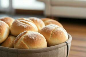 ai gerado fresco cozido pão rolos. pró foto