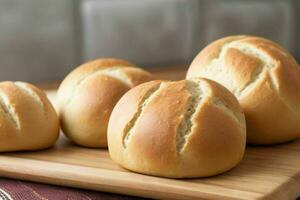 ai gerado fresco cozido pão rolos. pró foto