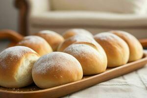 ai gerado fresco cozido pão rolos. pró foto