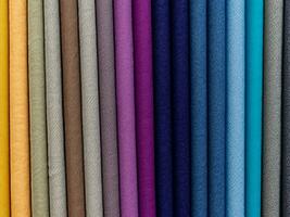 colorida tecido amostras do têxtil para mobília foto
