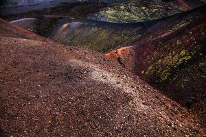 Etna nacional parque panorâmico Visão do vulcânico panorama com cratera, Catânia, Sicília foto