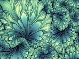 ai gerado aqua e verde psicodélico fractal. ai gerado foto