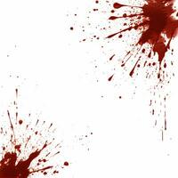 ai gerado foto cheio quadro, Armação do salpicos e gotas do vermelho líquido dentro a Formato do sangue em uma branco fundo