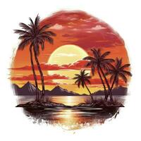 ai gerado tropical pôr do sol para camiseta Projeto. ai gerado foto