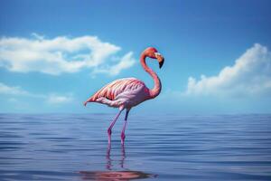 ai gerado Rosa flamingo dentro a água. ai gerado foto