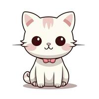 ai gerado fofa kawaii gato clipart ícone branco fundo. ai gerado foto