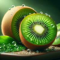 ai gerado maduro kiwi, fatia kiwi fruta foto