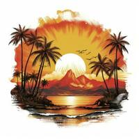 ai gerado tropical pôr do sol para camiseta Projeto. ai gerado foto