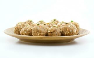 indiano tradicional doce Comida urad Dal laddu foto