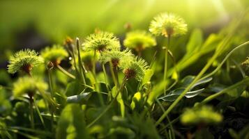 ai gerado a verde Primavera manhã. generativo ai foto