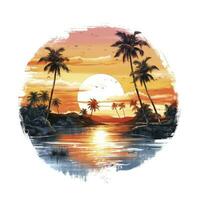 ai gerado tropical pôr do sol para camiseta Projeto. ai gerado foto