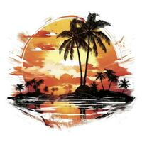 ai gerado tropical pôr do sol para camiseta Projeto. ai gerado foto