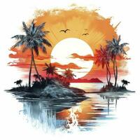 ai gerado tropical pôr do sol para camiseta Projeto. ai gerado foto