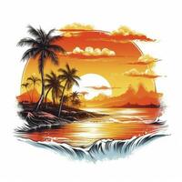 ai gerado tropical pôr do sol para camiseta Projeto. ai gerado foto