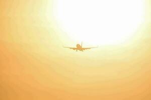 a avião vôo dentro a céu com a Sol dentro a fundo foto