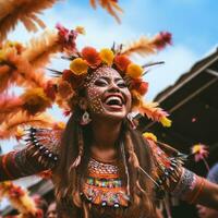 ai gerado colombiano tradicional dança, independência dia do Colômbia foto