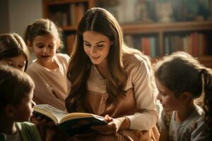 ai gerado uma professor partilha a Magia do livros com jovens foto