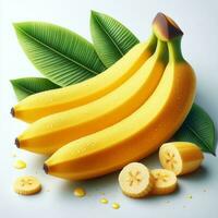 ai gerado maduro banana, amarelo bananas, fechar-se do banana foto