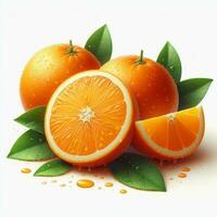 ai gerado fechar-se do laranja fruta, fatia laranja fruta, laranja fruta com gotas água foto