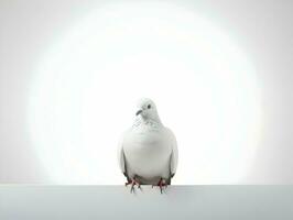 ai gerado realista foto do uma pomba em uma branco minimalista fundo. Alto qualidade. ai generativo