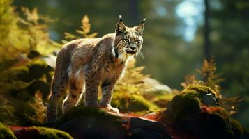 ai gerado lince europeu dentro natural habitat. selvagem natureza. Alto qualidade. ai generativo foto