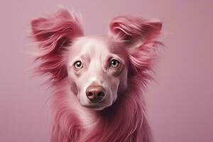 ai gerado Rosa colori cachorro em Rosa fundo. ai gerado foto