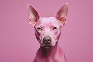 ai gerado Rosa colori cachorro em Rosa fundo. ai gerado foto