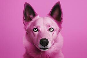 ai gerado Rosa colori cachorro em Rosa fundo. ai gerado foto