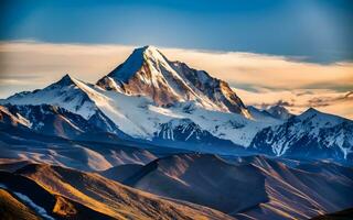 ai gerado majestoso picos velado dentro inverno abraço foto