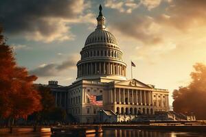 ai gerado Visão do uma capitólio construção dentro Washington este pontos para a futuro do a leste foto