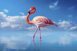 ai gerado Rosa flamingo dentro a água. ai gerado foto