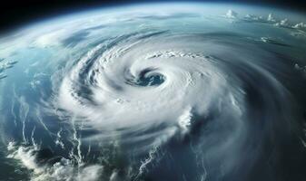 ai gerado super tufão, tropical tempestade, ciclone, tornado, sobre oceano. clima fundo. generativo ai foto